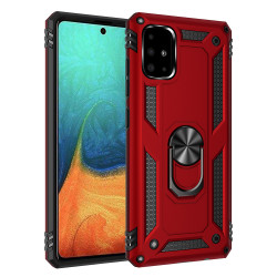 Tech Armor Ring Stand Grip Case with Metal Plate for Samsung Galaxy S21+ Plus 5G (Red)