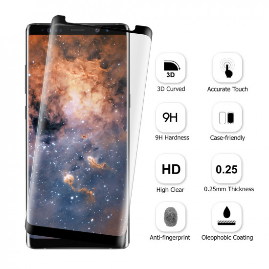 Galaxy Note 8 Curve Tempered Glass Full Screen Protector (Glass Black)