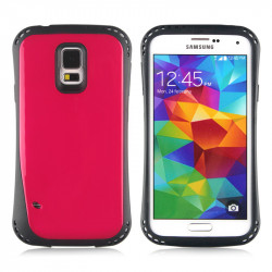 Samsung Galaxy S5 i9600 First Class Gummy Hybrid Case (Hot Pink)