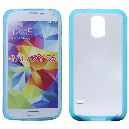 Samsung Galaxy S5 SM-G900 Gummy Hybrid Case (Blue Clear)