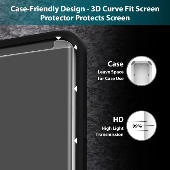 Galaxy S9 / S8 Tempered Glass Full Screen Protector Case Friendly (Glass Black)