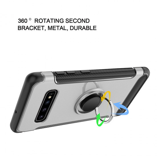 Galaxy S10 360 Rotating Ring Stand Hybrid Case with Metal Plate (Black)