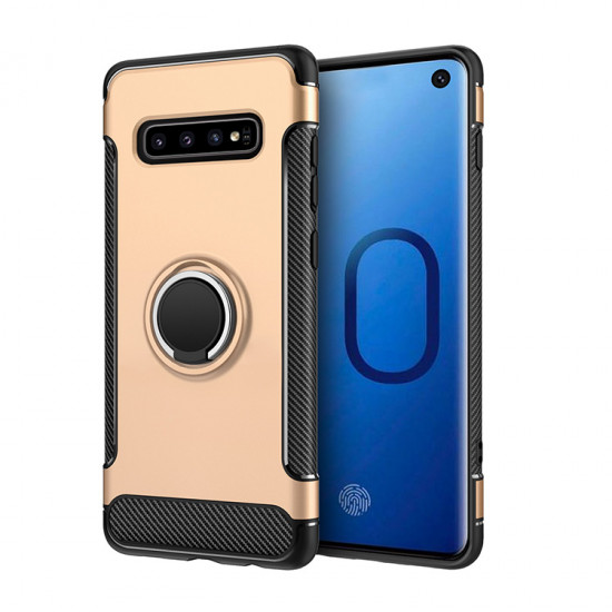 Galaxy S10 360 Rotating Ring Stand Hybrid Case with Metal Plate (Gold)