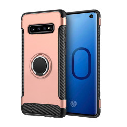 Galaxy S10 360 Rotating Ring Stand Hybrid Case with Metal Plate (Rose Gold)