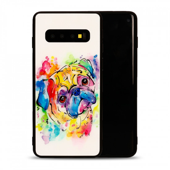 Galaxy S10 Design Tempered Glass Hybrid Case (Color Dog)