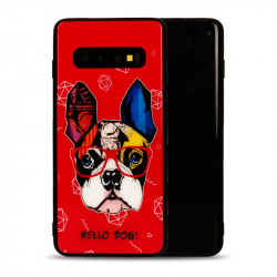 Galaxy S10 Design Tempered Glass Hybrid Case (Hello Dog)