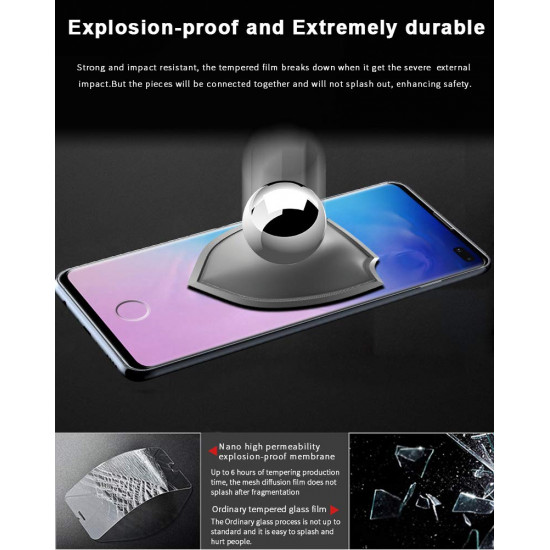 Galaxy S10+ (Plus) 3D Tempered Glass Full Screen Protector with Working Adhesive In Screen Finger Scanner (Black)