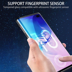 Galaxy S10 3D Tempered Glass Full Screen Protector with Working Adhesive In Screen Finger Scanner (Black)