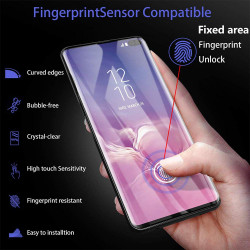 Galaxy S10+ (Plus) 3D Tempered Glass Full Screen Protector with Working Adhesive In Screen Finger Scanner (Black)