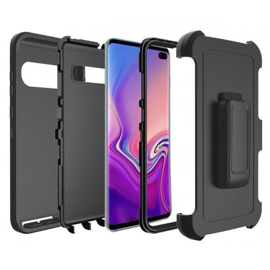 Galaxy S10+ (Plus) Transparent Clear Armor Robot Case (Pink)