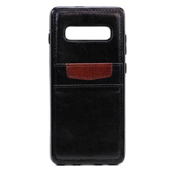 Galaxy S10e Leather Style Credit Card Case (Black)