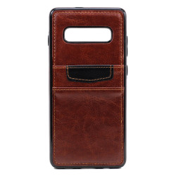Galaxy S10e Leather Style Credit Card Case (Brown)
