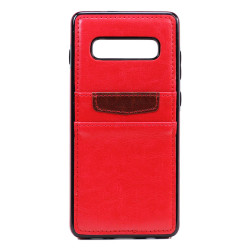 Galaxy S10e Leather Style Credit Card Case (Red)