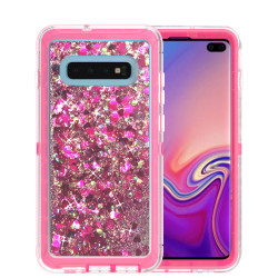 Galaxy S10 Star Dust Clear Liquid Armor Robot Case (Hot Pink)