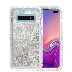 Galaxy S10e Star Dust Clear Liquid Armor Robot Case (Silver)