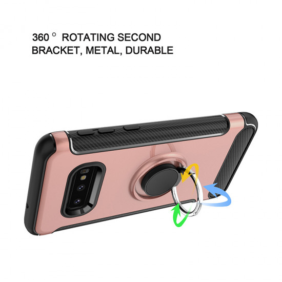 Galaxy S10e 360 Rotating Ring Stand Hybrid Case with Metal Plate (Black)