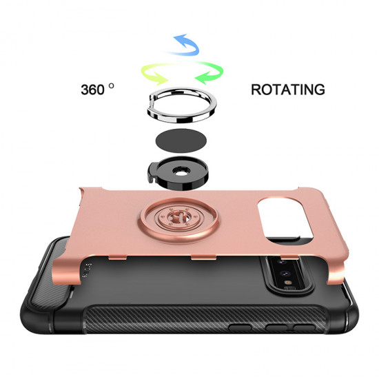 Galaxy S10e 360 Rotating Ring Stand Hybrid Case with Metal Plate (Red)