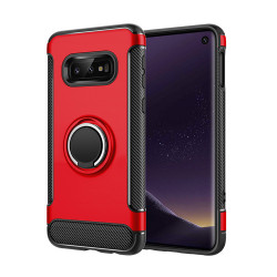 Galaxy S10e 360 Rotating Ring Stand Hybrid Case with Metal Plate (Red)