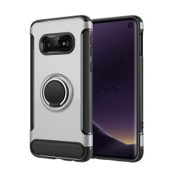 Galaxy S10e 360 Rotating Ring Stand Hybrid Case with Metal Plate (Silver)