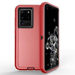 Heavy Duty Armor Robot Case with Clip for Samsung Galaxy S20 Ultra 6.9 inch (Red Black)
