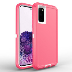 Heavy Duty Armor Robot Case for Samsung Galaxy S20 Plus 6.7 inch (Hot Pink White)