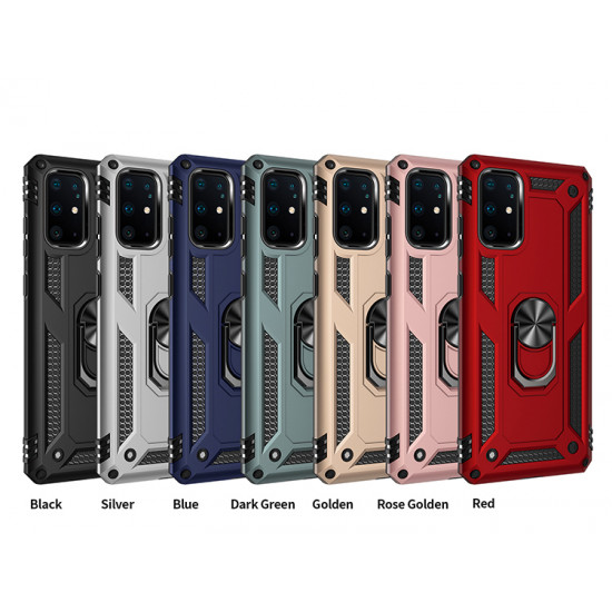 Samsung Galaxy S20+ Plus (6.7in) Tech Armor Ring Grip Case with Metal Plate (Rose Gold)