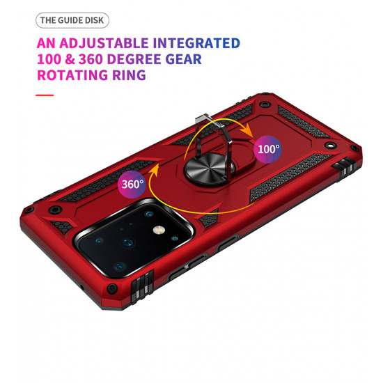 Samsung Galaxy S20 Ultra (6.9in) Tech Armor Ring Grip Case with Metal Plate (Red)