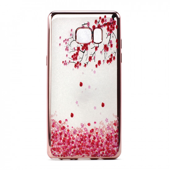 Galaxy Note FE / Note Fan Edition / Note 7 Crystal Clear Rose Gold Design Case (Cherry Blossom)