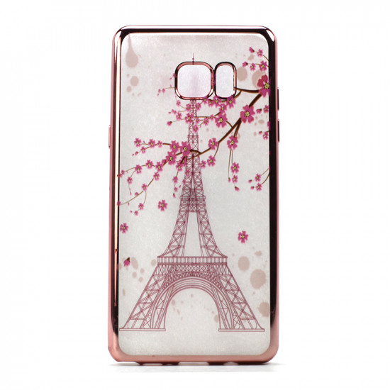 Galaxy Note FE / Note Fan Edition / Note 7 Crystal Clear Rose Gold Design Case (Eiffel Tower)