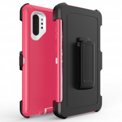 Galaxy Note 10+ (Plus) Armor Robot Case with Clip (HotPink White)