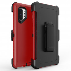Galaxy Note 10+ (Plus) Armor Robot Case with Clip (Red Black)