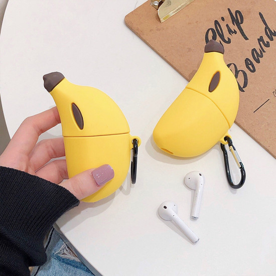 Cute Design Cartoon Silicone Cover Skin for Airpod (1 / 2) Charging Case (Banana)