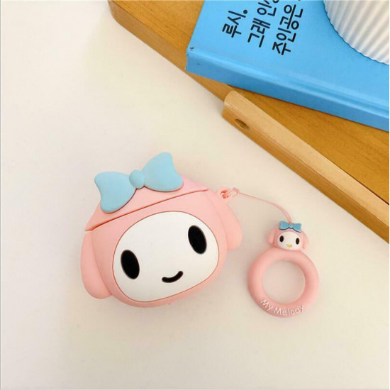 Cute Design Cartoon Silicone Cover Skin for Airpod (1 / 2) Charging Case (Pink Doggy)