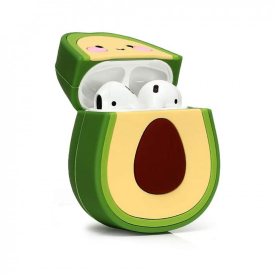 Cute Design Cartoon Silicone Cover Skin for Airpod (1 / 2) Charging Case (Fruit Avocado)
