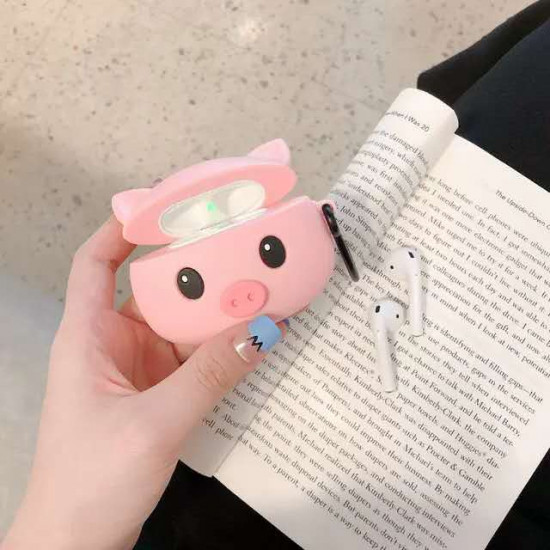 Cute Design Cartoon Silicone Cover Skin for Airpod (1 / 2) Charging Case (Pig)