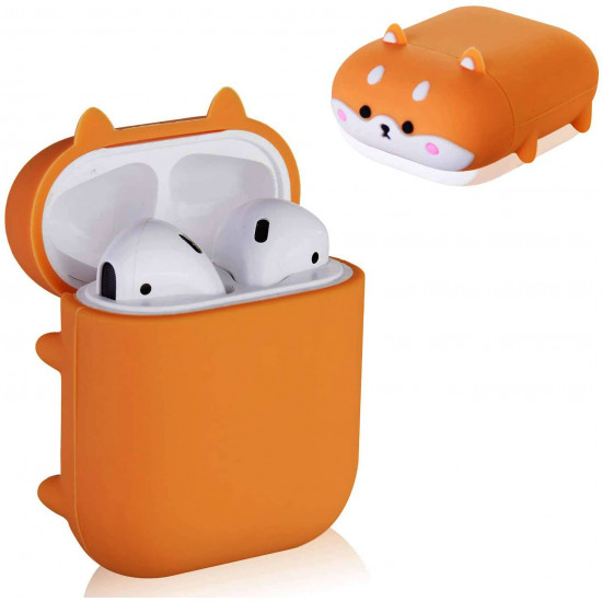 Cute Design Cartoon Silicone Cover Skin for Airpod (1 / 2) Charging Case (Shiba Inu Dog)