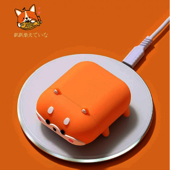 Cute Design Cartoon Silicone Cover Skin for Airpod (1 / 2) Charging Case (Shiba Inu Dog)