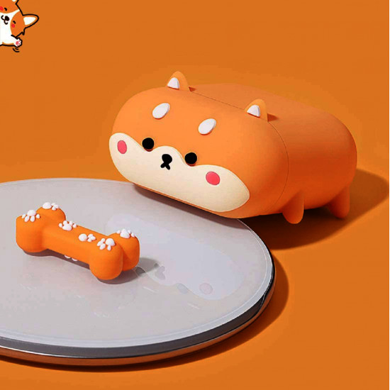 Cute Design Cartoon Silicone Cover Skin for Airpod (1 / 2) Charging Case (Shiba Inu Dog)