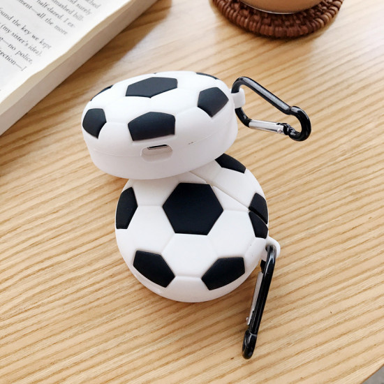 Cute Design Cartoon Silicone Cover Skin for Airpod (1 / 2) Charging Case (Soccer Ball)