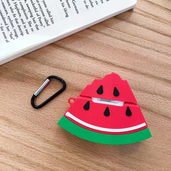 Cute Design Cartoon Silicone Cover Skin for Airpod (1 / 2) Charging Case (Watermelon)