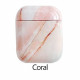 Marble Design Hard Protective Case Cover for Apple Airpods [2 / 1] Charging Case (Coral)