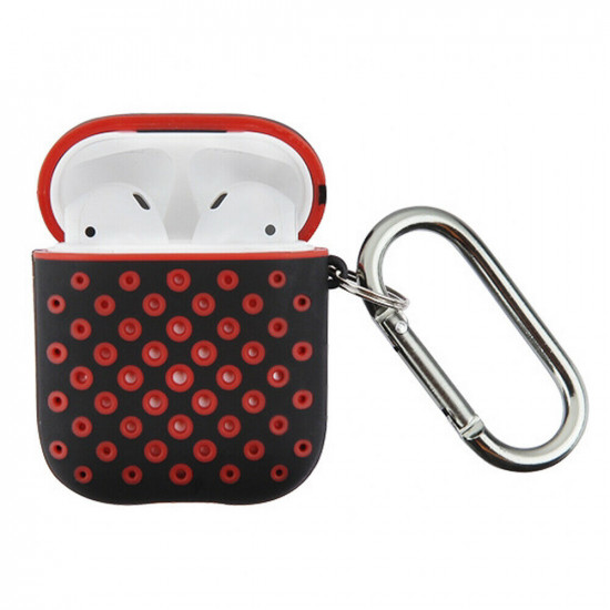 Airpod (2 / 1) Honeycomb Mesh Sports Cover Skin for Airpod Charging Case (Black Red)