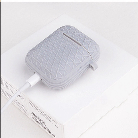 Net Mesh Design Hybrid Protective Case Cover for Apple Airpods 2 / 1 (Navy Blue)