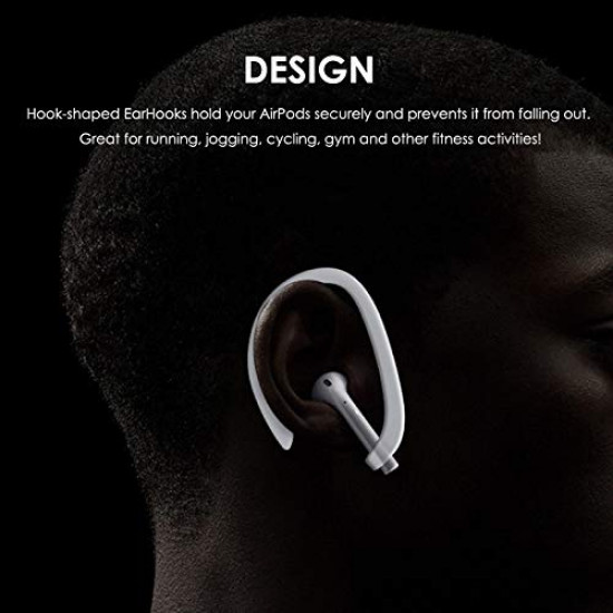 AirPods EarHook for Apple AirPods Great for Running, Jogging, Cycling, Gym and Other Activities (Black)