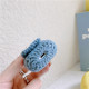 Cute Design Cartoon Handcraft Wool Fabric Cover Skin for Airpod (1 / 2) Charging Case (Bunny Light Blue)