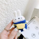 Cute Design Cartoon Handcraft Wool Fabric Cover Skin for Airpod (1 / 2) Charging Case (Bunny Navy Blue)