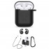 5 in 1 Accessories Kits Silicone Cover with Ear Hook Grips / Staps / Clip / Skin / Tips for Airpods 2 / 1 Charging Case (Black)