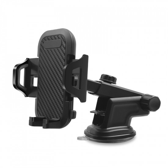 Clip Grip Long Windshield & Dashboard Car Mount Holder for Phone C019 - Secure, Adjustable, Universal Compatibility (Black)