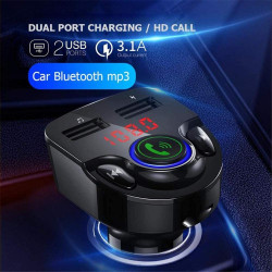 Bluetooth Car FM Transmitter - Wireless Audio Adapter Receiver with Quick Charge Dual USB Ports, TF Memory Card Support (Bluetooth Car FM Transmitter - Wireless Audio Adapter Receiver with Quick Charge Dual USB Ports, TF Memory Card Support - Black)
