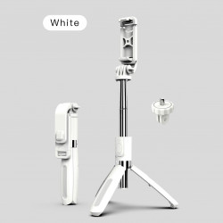 Heavy Duty 3-in-1 Aluminum Wireless Bluetooth Extendable Selfie Stick with Tripod Stand - Perfect for All Smartphone Models (White)